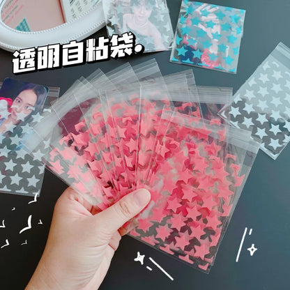 100pcs Transparent PE Star Jewelry Self-adhesive Bag Candy Card Holder Photo