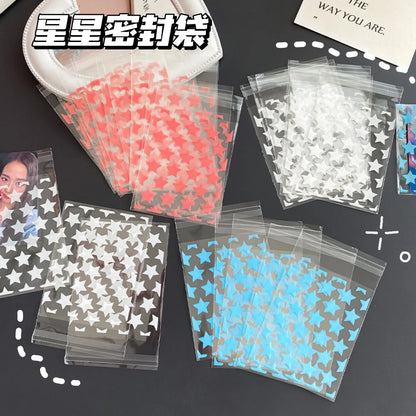 100pcs Transparent PE Star Jewelry Self-adhesive Bag Candy Card Holder Photo