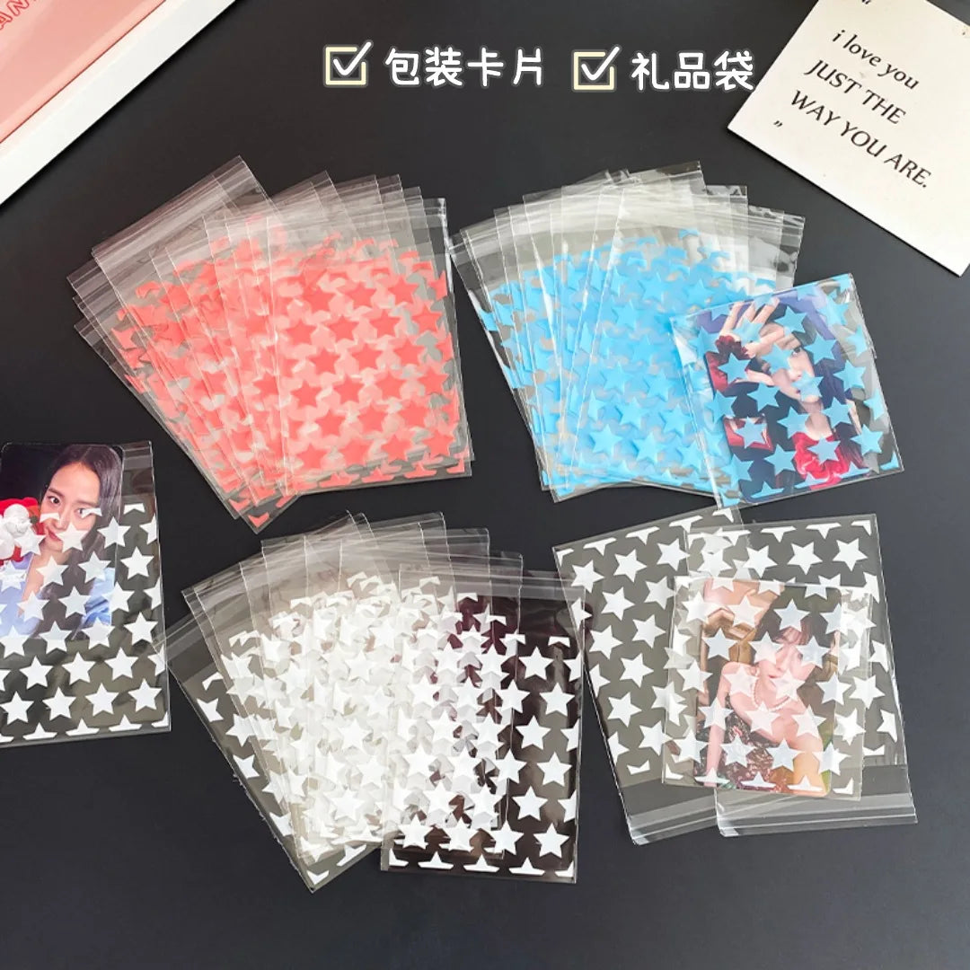 100pcs Transparent PE Star Jewelry Self-adhesive Bag Candy Card Holder Photo